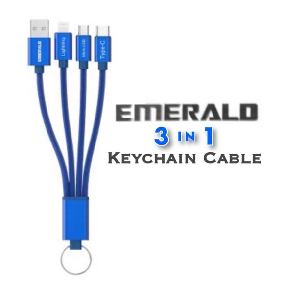 Emerald 3-in-1 Keychain Charging Cable - Picture 1 of 6